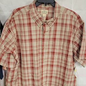 Blue Mountain Short Sleeve Poplin Shirt Red Khaki Single Pocket 2XL